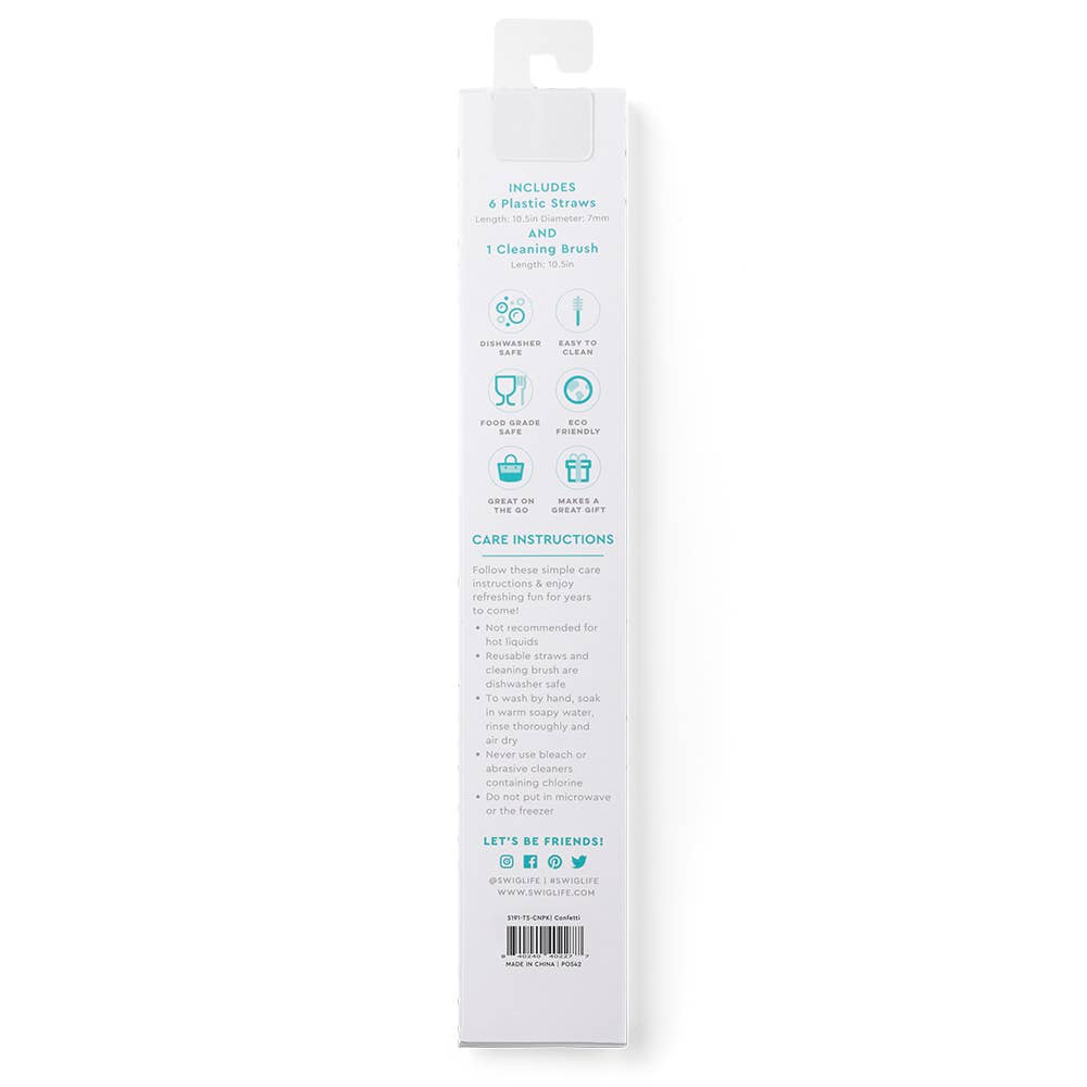 Swig Life - Confetti + Pink Reusable Straw Set