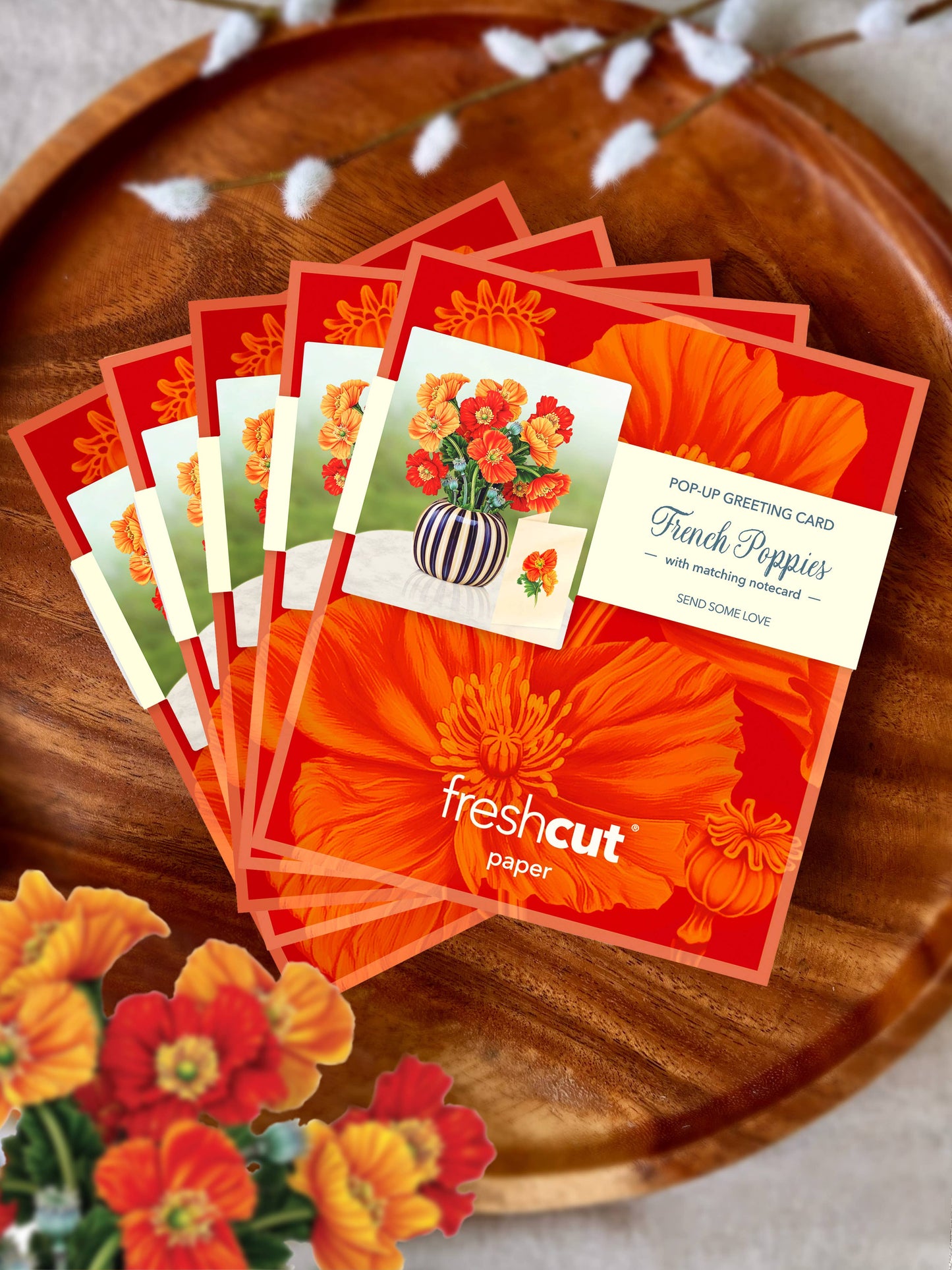 FreshCut Paper LLC - Mini French Poppies (10 Pop-up Greeting Cards)