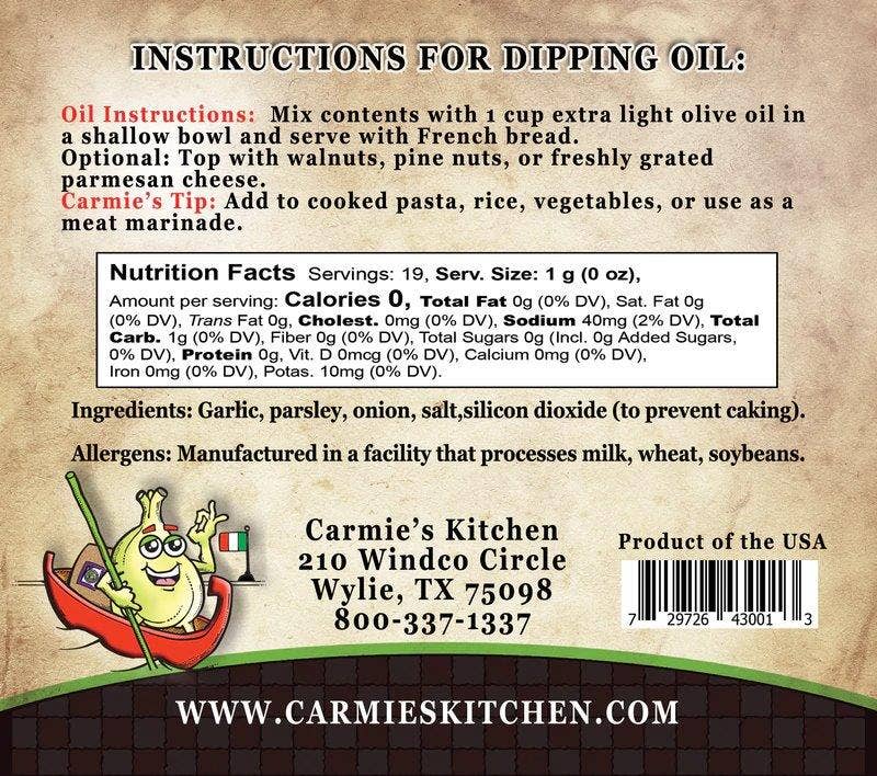 Carmie's Kitchen - Toasted Garlic Dipping Oil Seasoning