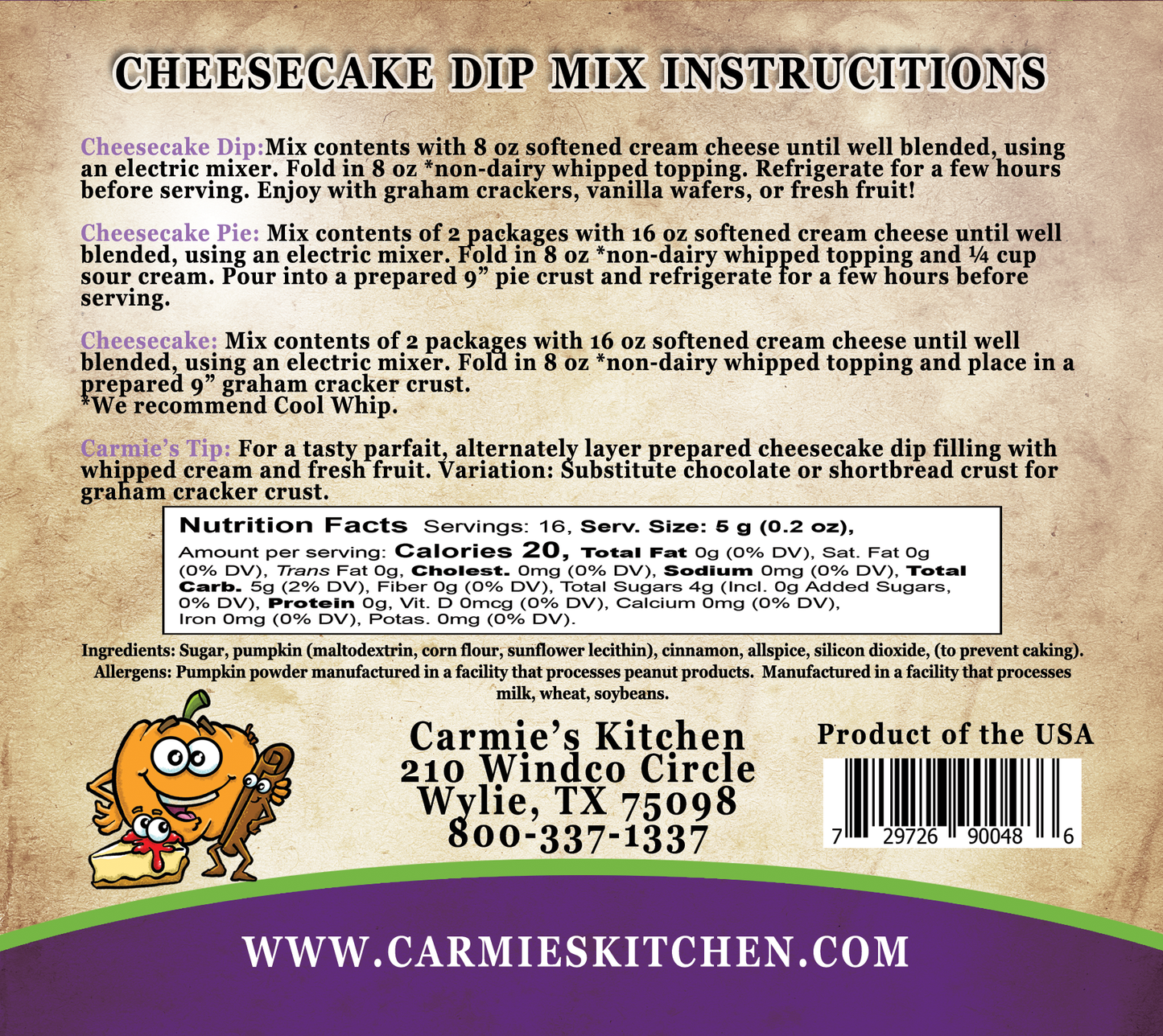 Carmie's Kitchen - Pumpkin Spice Cheesecake Dip