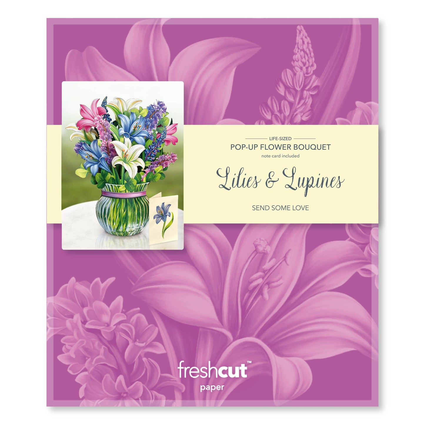 FreshCut Paper LLC - Lilies & Lupines (8 Pop-up Greeting Cards)