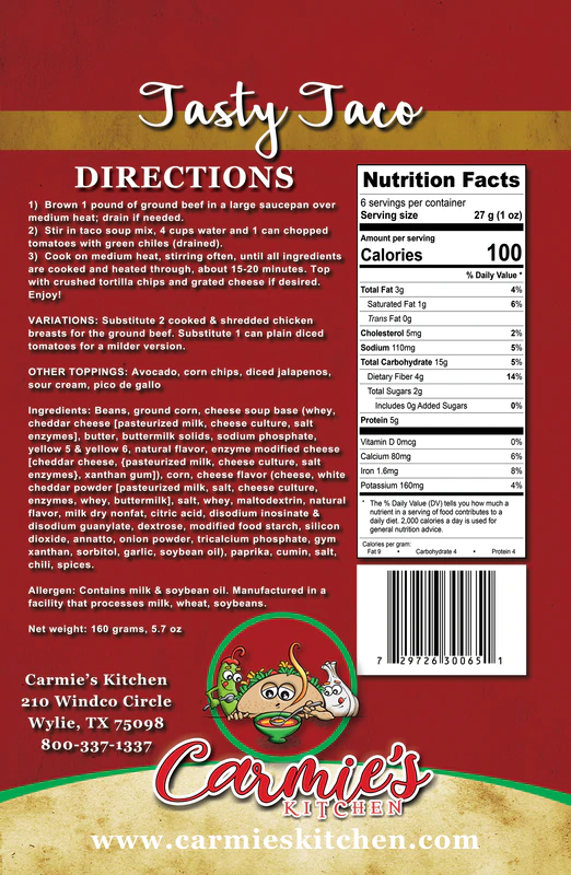 Carmie's Kitchen - Tasty Taco Soup Mix