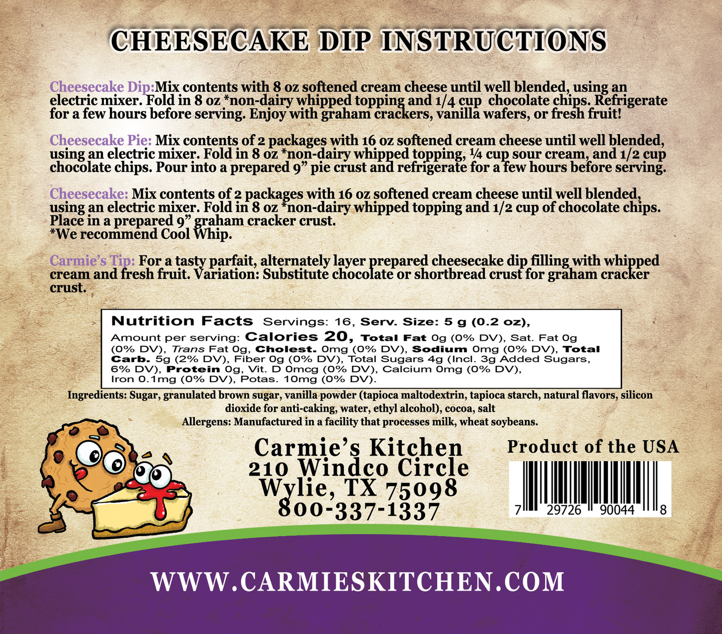 Carmie's Kitchen - Chocolate Chip Cookiedough Cheesecake Dip