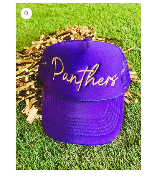 Cursive Panthers Trucker Hat