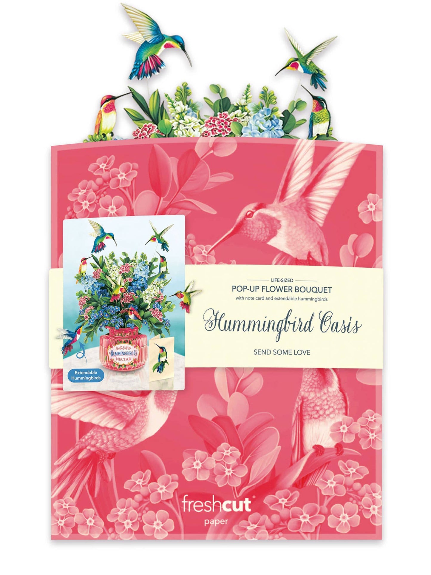 FreshCut Paper LLC - Hummingbird Oasis (8 Pop-up Greeting Cards)